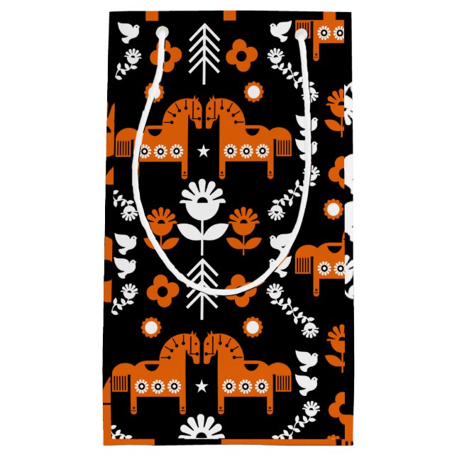 Petit Sac Cadeau Art populaire de cheval scandinave (Devant)