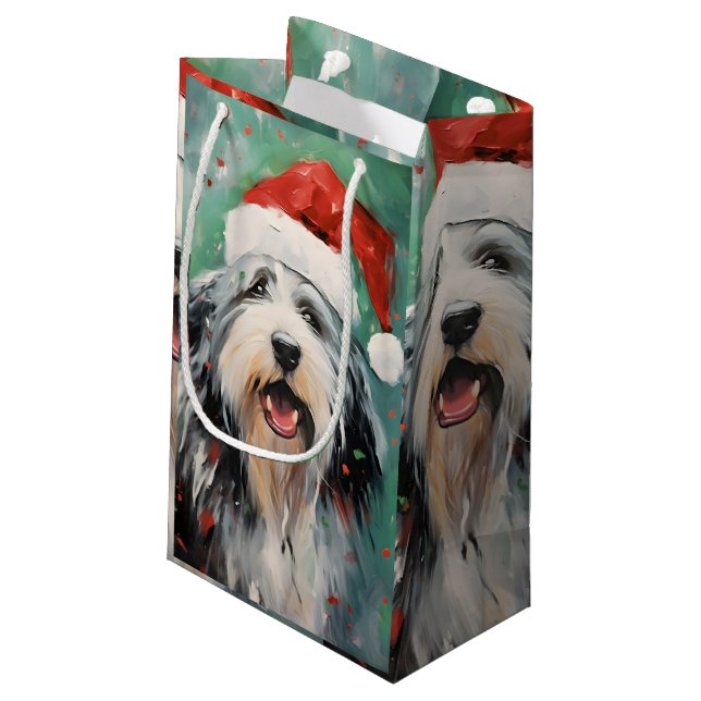 Petit Sac Cadeau Artefacts de la peinture de Noël Collie (Dos Angle)