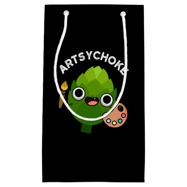 Petit Sac Cadeau Artsychoke Funny Veggie Artichoke Pun Dark BG (Devant)