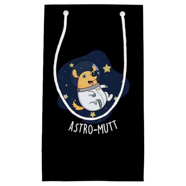 Petit Sac Cadeau Astromutt Funny Chien Astronaut Pun Dark BG (Devant)
