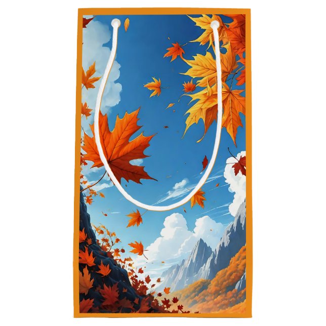 Petit Sac Cadeau Authumn leaves orange (Devant)