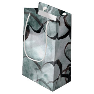 Petit Sac Cadeau avant-garde d'art grise, peinture de main noire