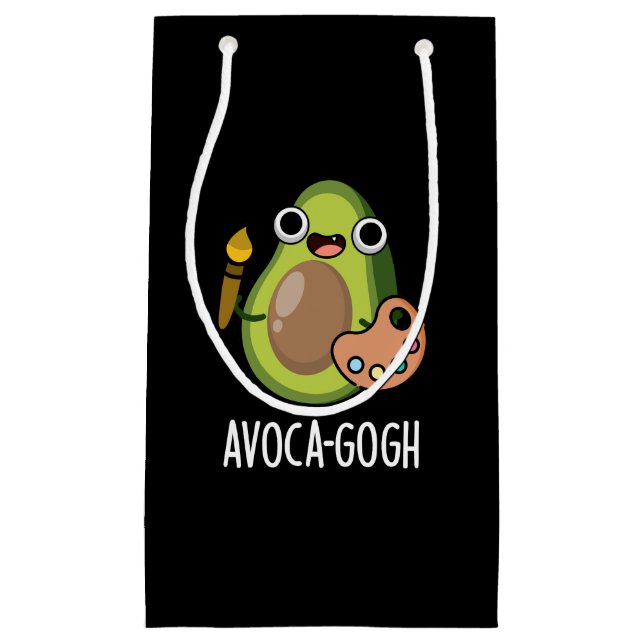 Petit Sac Cadeau Avoca gogh Funny Avocado Artiste Pun Dark BG (Devant)