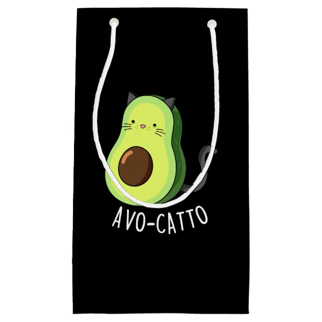Petit Sac Cadeau Avocatto Funny Avocado chat pun Dark BG (Devant)