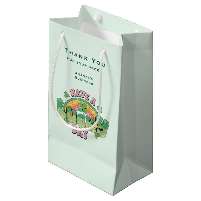 Petit Sac Cadeau Avoir un jour chanceux de typographie rétro affair (Devant Angle)