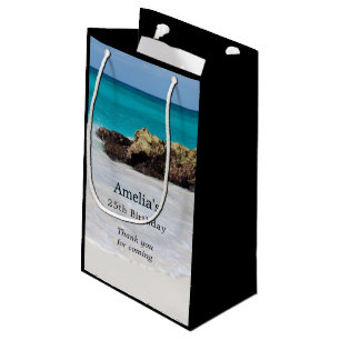 Petit Sac Cadeau Azure Ocean Sandy Beach Photo Anniversaire Merci