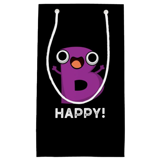 Petit Sac Cadeau B Happy Funny Alphabet Pun Dark BG (Devant)