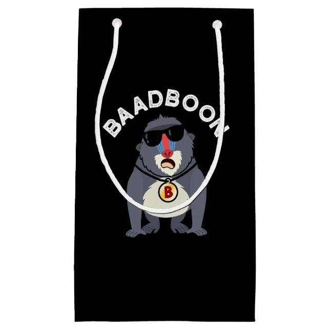 Petit Sac Cadeau Baadboon Funny Bad Baboon Pun Dark BG (Devant)