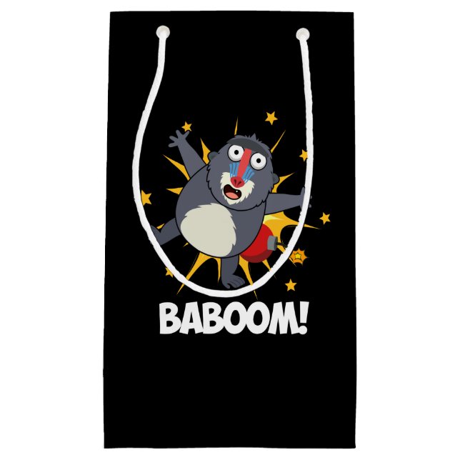 Petit Sac Cadeau Baboom Drôle Explosif Baboon Pun Dark BG (Devant)