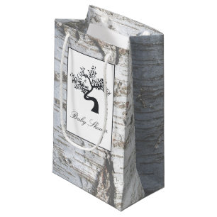 Petit Sac Cadeau Baby Shower Arbre en argent Rustique