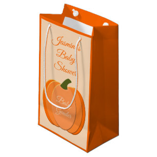 Petit Sac Cadeau Baby shower Citrouille neutre genre mignon Orange
