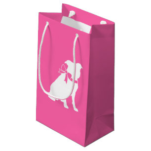 Petit Sac Cadeau Baby shower de chien taureau rose