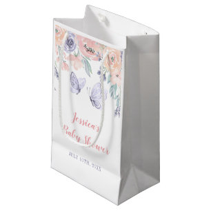 Petit Sac Cadeau Baby shower de fille papillon rose violet