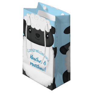 Petit Sac Cadeau Baby shower de mouton ferme Blue Boy