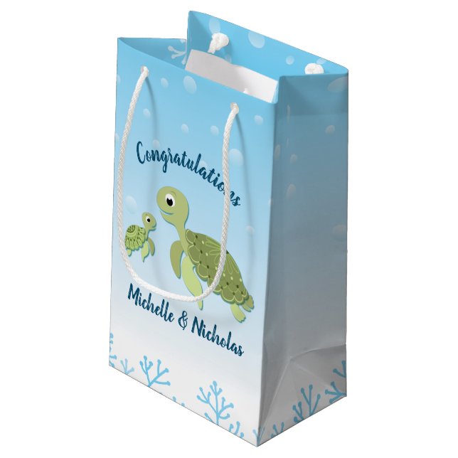 Petit Sac Cadeau Baby shower de tortue de mer Co-Ed Genre Neutre (Dos Angle)