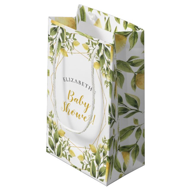 Petit Sac Cadeau Baby shower de verdure aux citrons (Devant Angle)