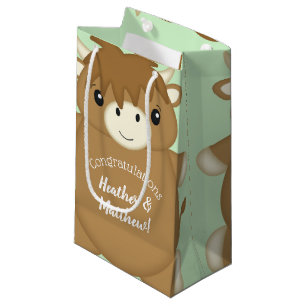 Petit Sac Cadeau Baby shower écossais Highland Cow