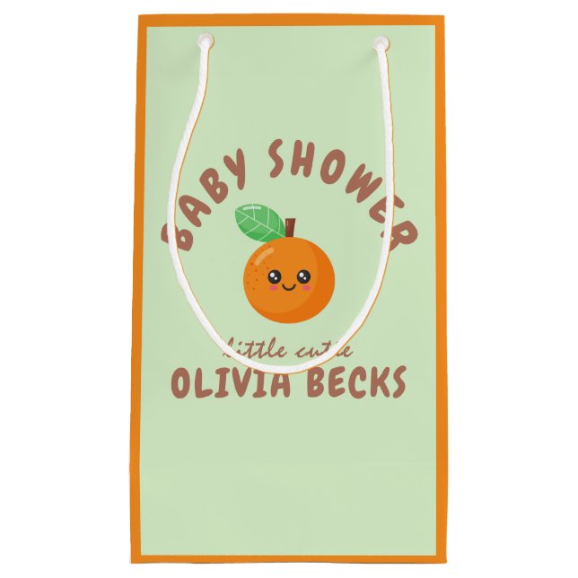 Petit Sac Cadeau Baby shower orange de Little Cutie (Devant)