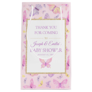 Petit Sac Cadeau Baby shower papillon rose et pourpre