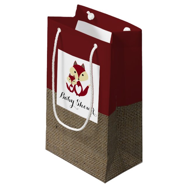 Petit Sac Cadeau Baby shower Red Fox Burlap (Devant Angle)
