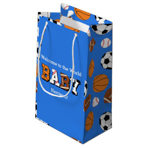 Petit Sac Cadeau Baby shower sportif Co-ed Theme Boy Blue