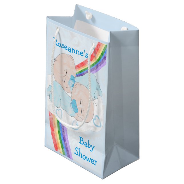 Petit Sac Cadeau Baby shower Twin Boys (Devant Angle)