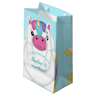 Petit Sac Cadeau Baby shower Unicorn Turquoise