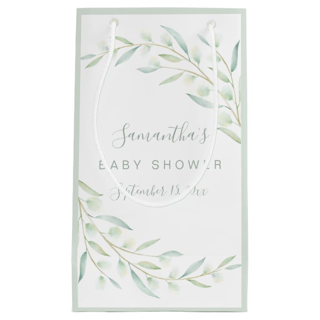 Petit Sac Cadeau Baby shower Verdure Aquarelle tendance Foliage (Devant)