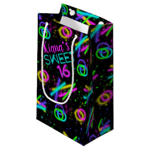 Petit Sac Cadeau Baguette de Neon Glow Sweet 16 Nom ID760