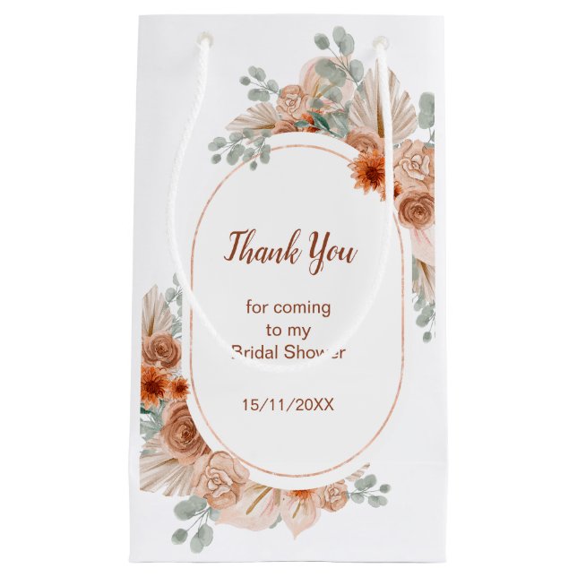 Petit Sac Cadeau Baigneuse Bohème Paille de Pampas Mariage (Devant)