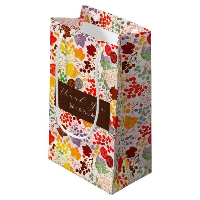 Petit Sac Cadeau Baiser Français Fleurs de Raisin Baies Sucrées Mar (Devant Angle)