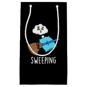 Petit Sac Cadeau Balayage drôle Dormir Broom Pun Dark BG