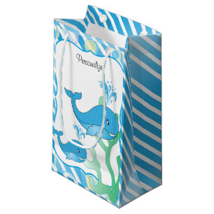 Petit Sac Cadeau Baleine bleue de bébé