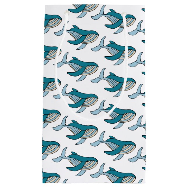 Petit Sac Cadeau Baleine Garçons Bleus Mignons (Devant)