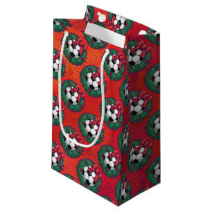 Petit Sac Cadeau Balle de football en Motif de couronne sur rouge