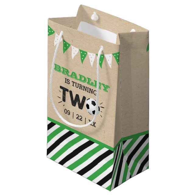 Petit Sac Cadeau Balle de football étoile 2e fête d'anniversaire (Devant Angle)