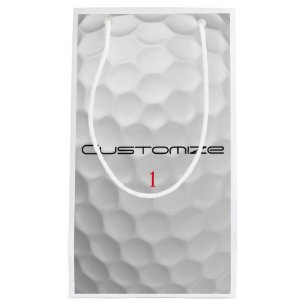 Petit Sac Cadeau Balle de golf blanche texturée avec nom et numéro