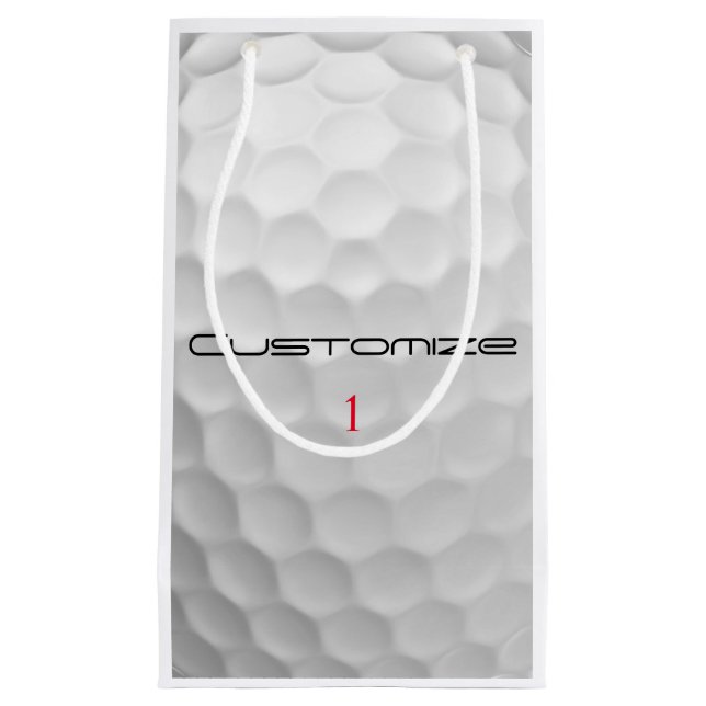 Petit Sac Cadeau Balle de golf blanche texturée avec nom et numéro  (Devant)
