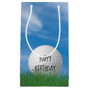 Petit Sac Cadeau balle de golf d'anniversaire dans l'herbe avec arr