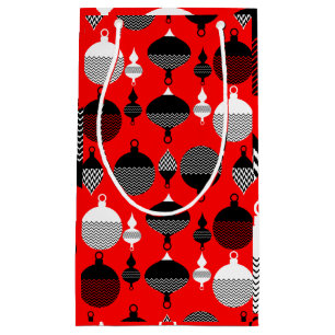 Petit Sac Cadeau Balle Décorative De Noël Rouge Et Noir