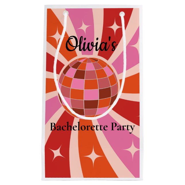 Petit Sac Cadeau Ballon de disco rétro personnalisé pour enterremen (Devant)