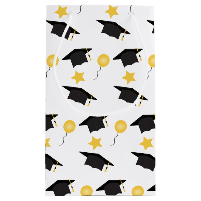 Petit Sac Cadeau Ballons Casquettes de graduation Étoiles Motif Jau (Dos)