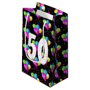 Petit Sac Cadeau Ballons et Confettis pour les 50 ans