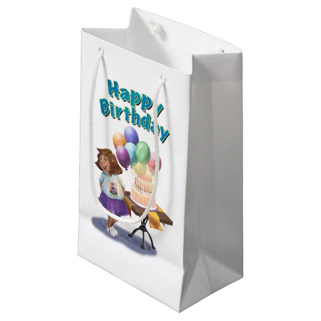Petit Sac Cadeau Balloon coloré Anniversaire Fille (Devant Angle)