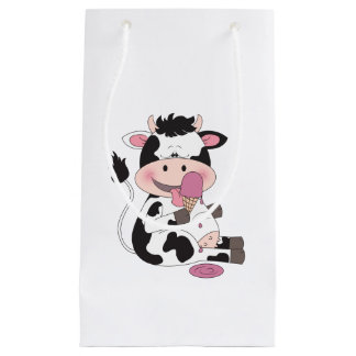 Petit Sac Cadeau Bande dessinée mignonne de vache à bébé avec son