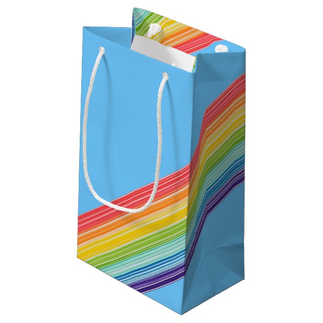 Petit Sac Cadeau Bandes arc-en-ciel diagonales (Dos Angle)