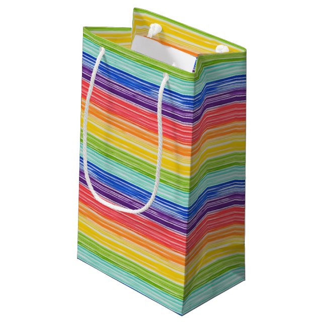 Petit Sac Cadeau Bandes arc-en-ciel inondées (Dos Angle)