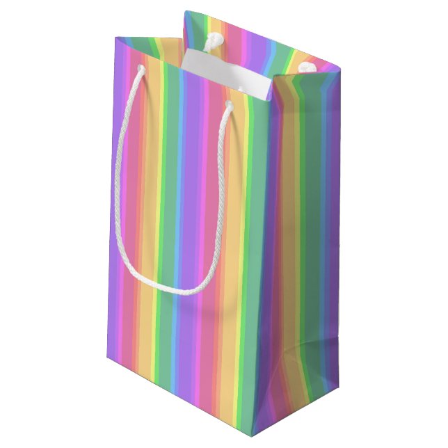Petit Sac Cadeau Bandes arc-en-ciel pastel (Dos Angle)