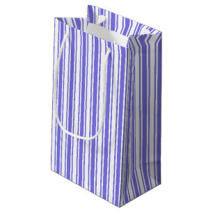 Petit Sac Cadeau Bandes de bonbons bleu et blanc