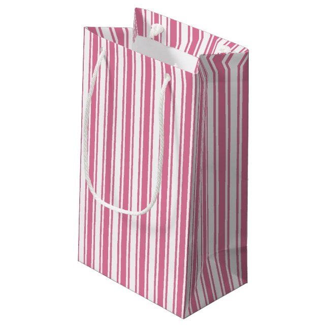 Petit Sac Cadeau Bandes de bonbons roses et blanches (Dos Angle)